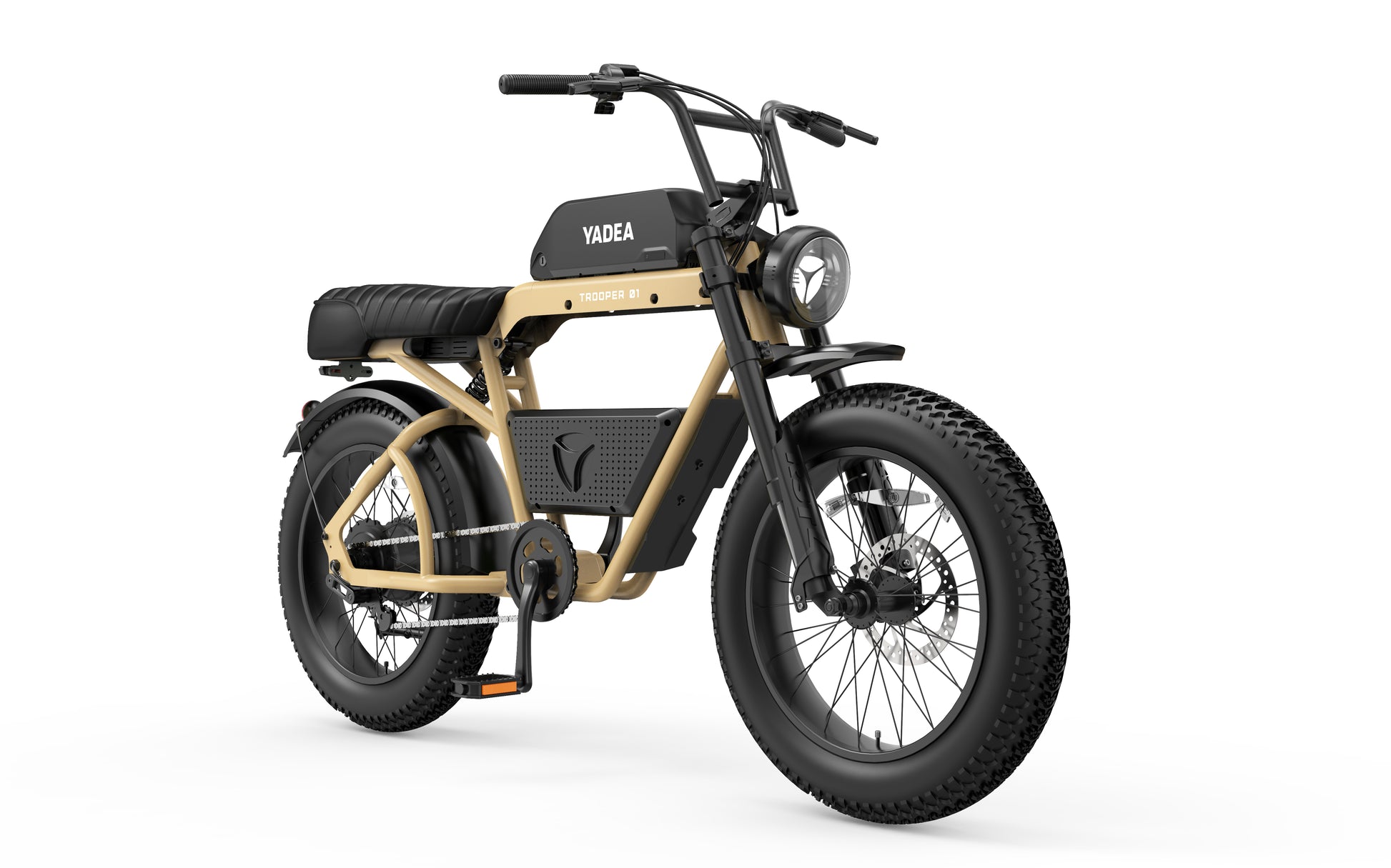 A Yadea - Trooper 01 electric bike with fat tires is shown against a white background.