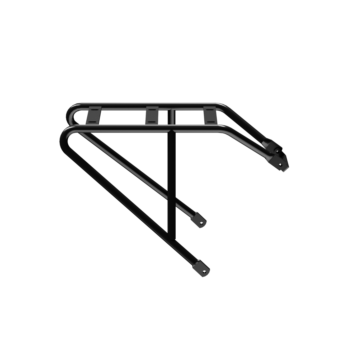 The streamlined Urtopia Rear Rack - Fold 1 features a top platform and vertical supports, offering sleek functionality. Made from lightweight, durable aluminum, it complements any bike, including the Urtopia Carbon 1 Step-Thru.
