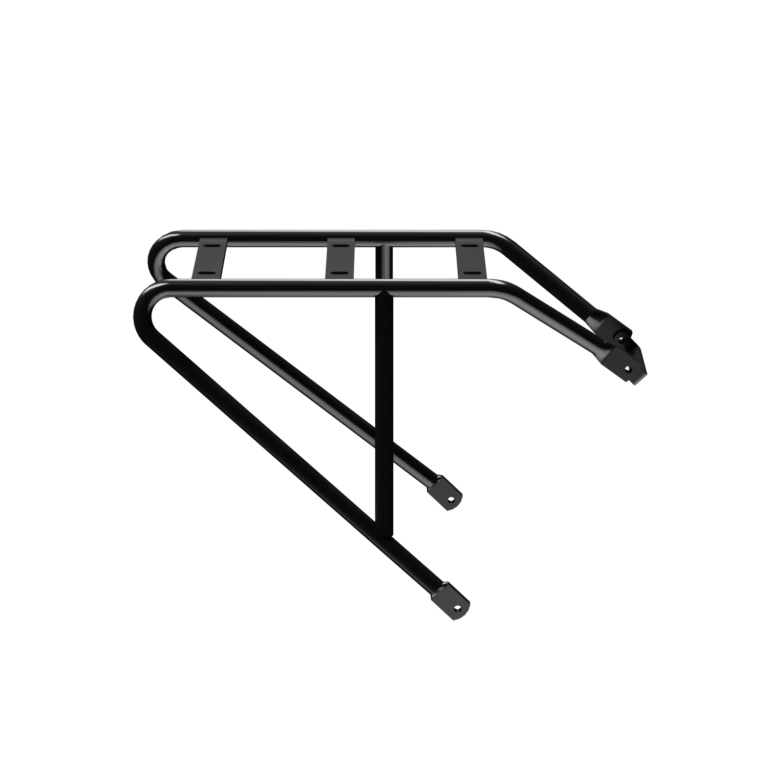 The streamlined Urtopia Rear Rack - Fold 1 features a top platform and vertical supports, offering sleek functionality. Made from lightweight, durable aluminum, it complements any bike, including the Urtopia Carbon 1 Step-Thru.