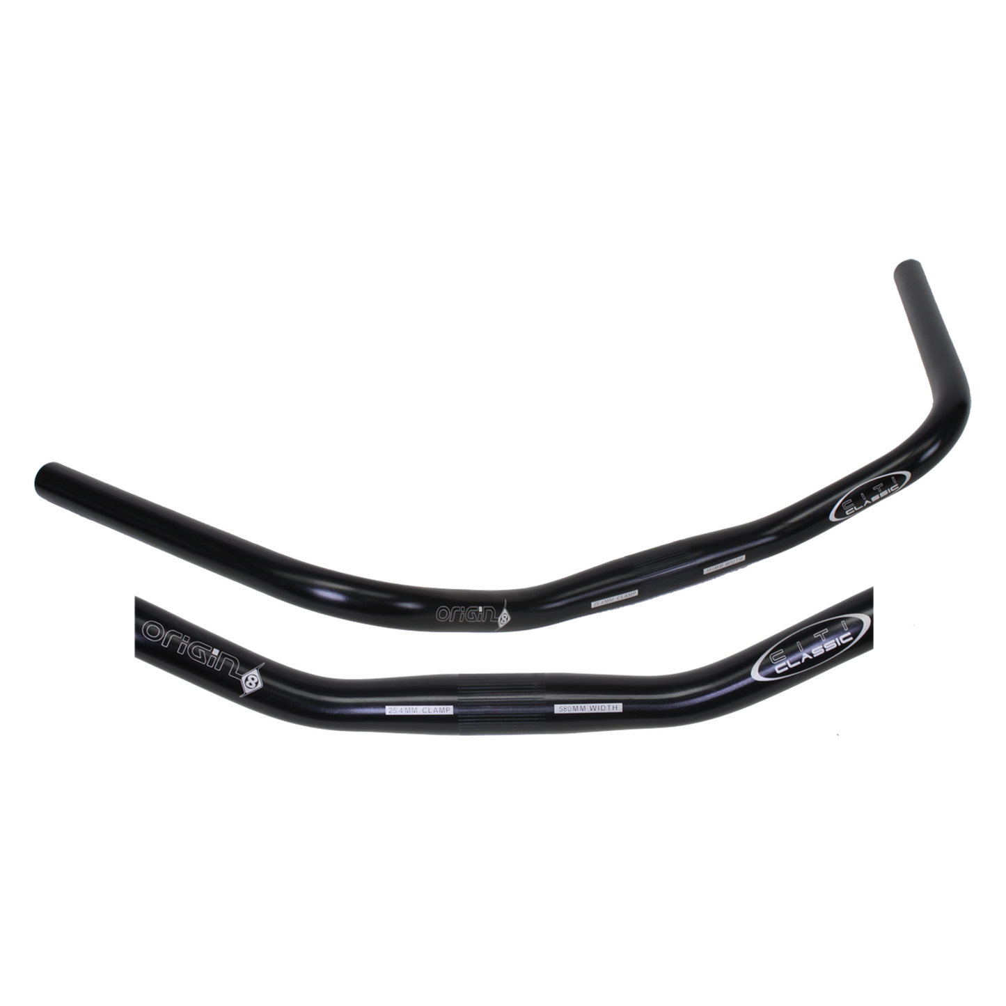 A comfortable urban touring handlebar, the Handlebars - Citi Classic - Origin8, in a cafe-style riding position, against a white background by ORIGIN8.