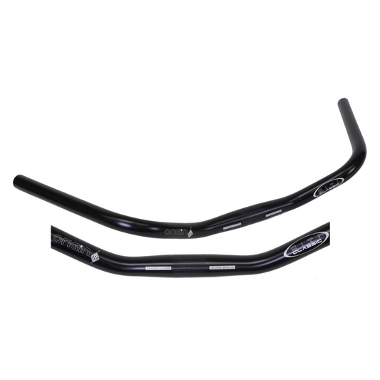 A comfortable urban touring handlebar, the Handlebars - Citi Classic - Origin8, in a cafe-style riding position, against a white background by ORIGIN8.