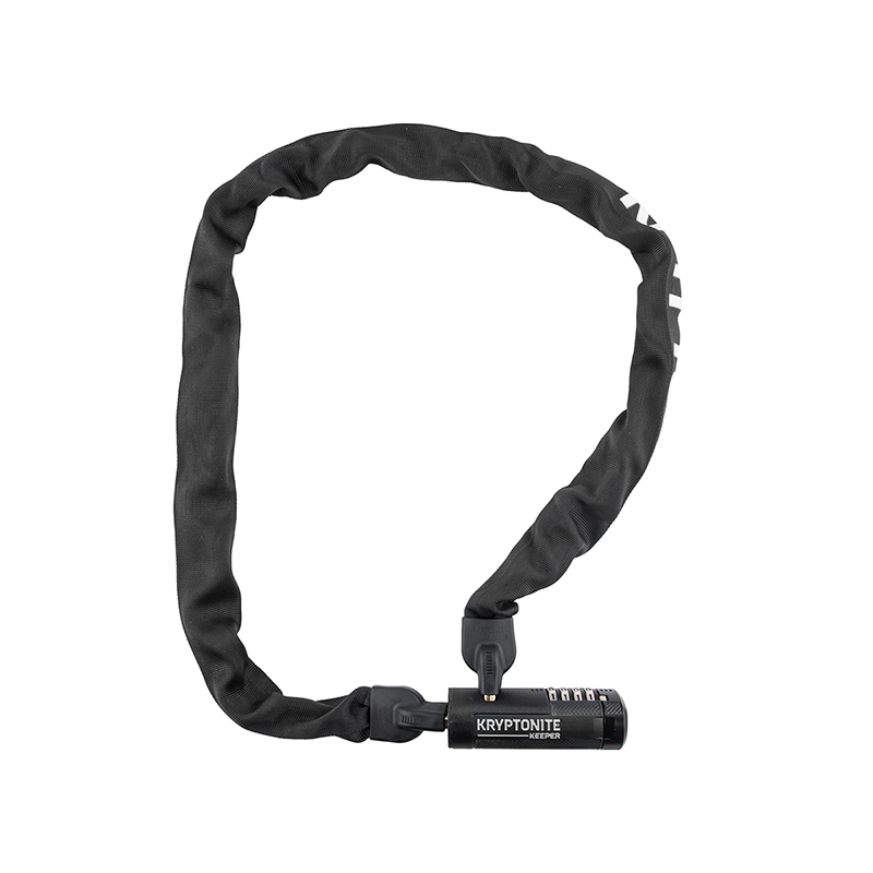 The Kryptonite Keeper 712 combination bike lock boasts a robust, resettable combination and an integrated manganese steel chain for enhanced security.