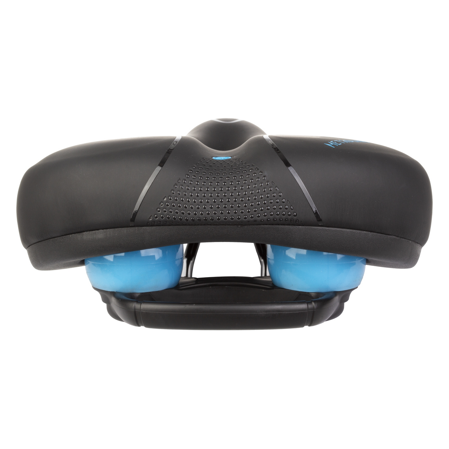 A black and blue underwater drone with a streamlined, compact design and dual bright blue thrusters, featuring CLOUD-9 Support Metroline Airflow by CLOUD-9 for extended comfort.