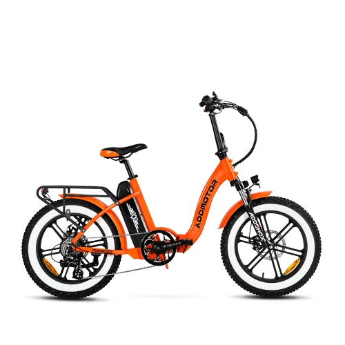 Addmotor - Foldtan M-140 fat folding electric bike on a white background.