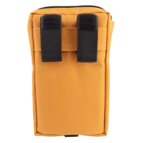 The Snack Bag - Pop Tart is a yellow rectangular fabric pouch that features dual black hook-and-loop straps on the back and a unique zipper garage for added protection.