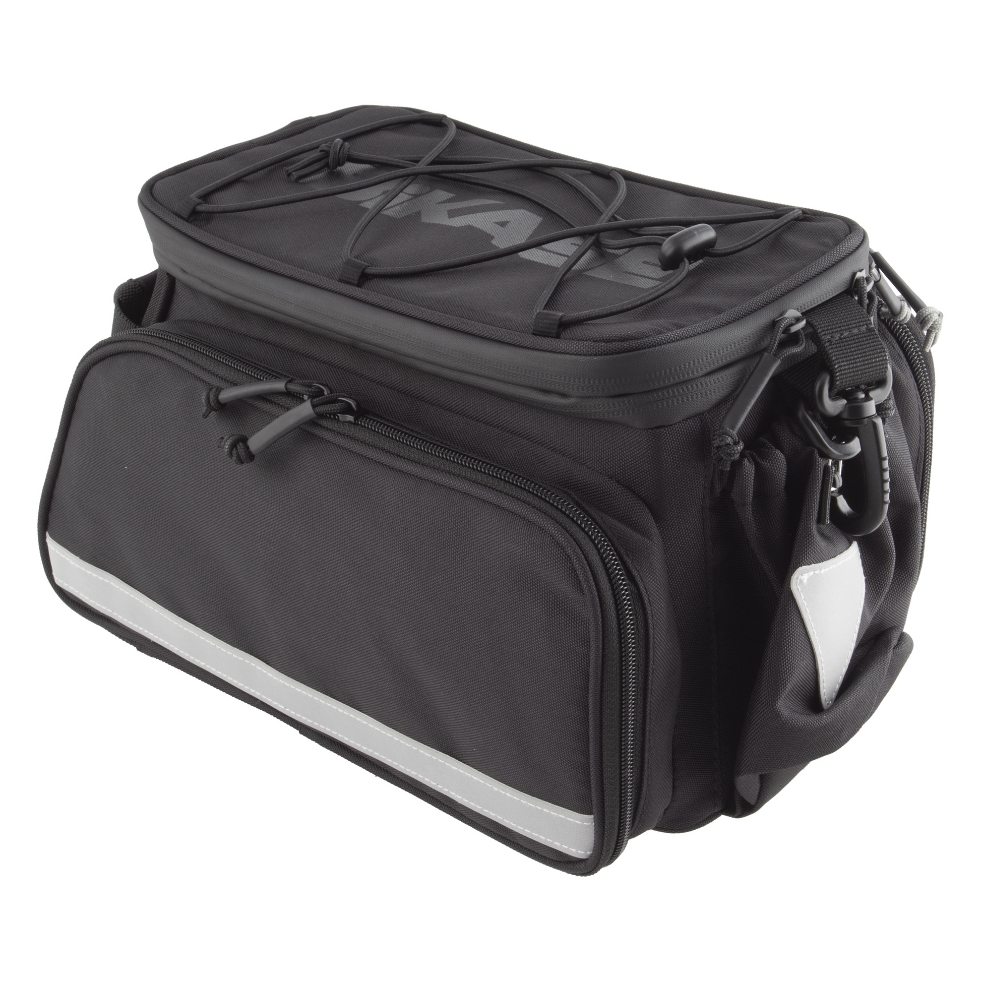 The Bikase Bag - Big Daddy MIK is a black soft-side insulated cooler featuring multiple zippered compartments, carrying handles, and reflective accents for better visibility.