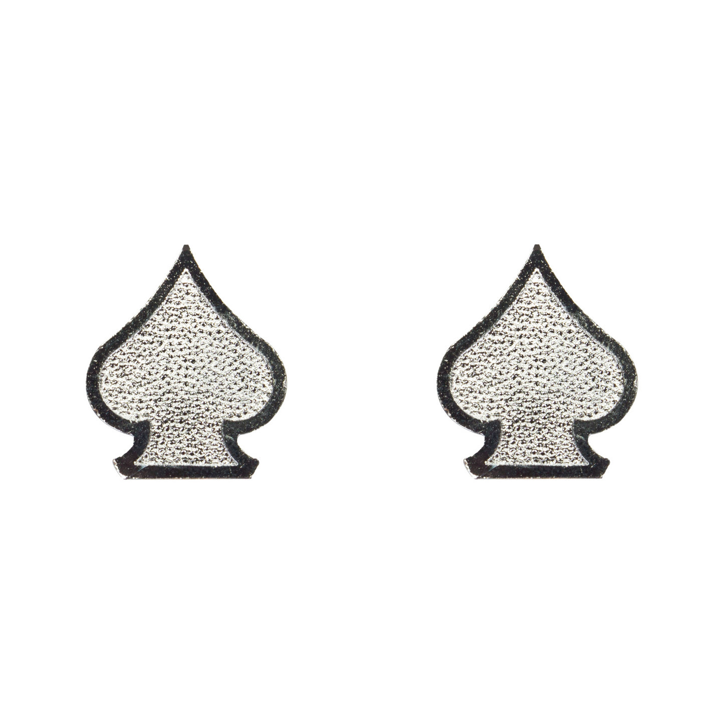 A pair of Trik Topz - Silver Spades stud earrings.