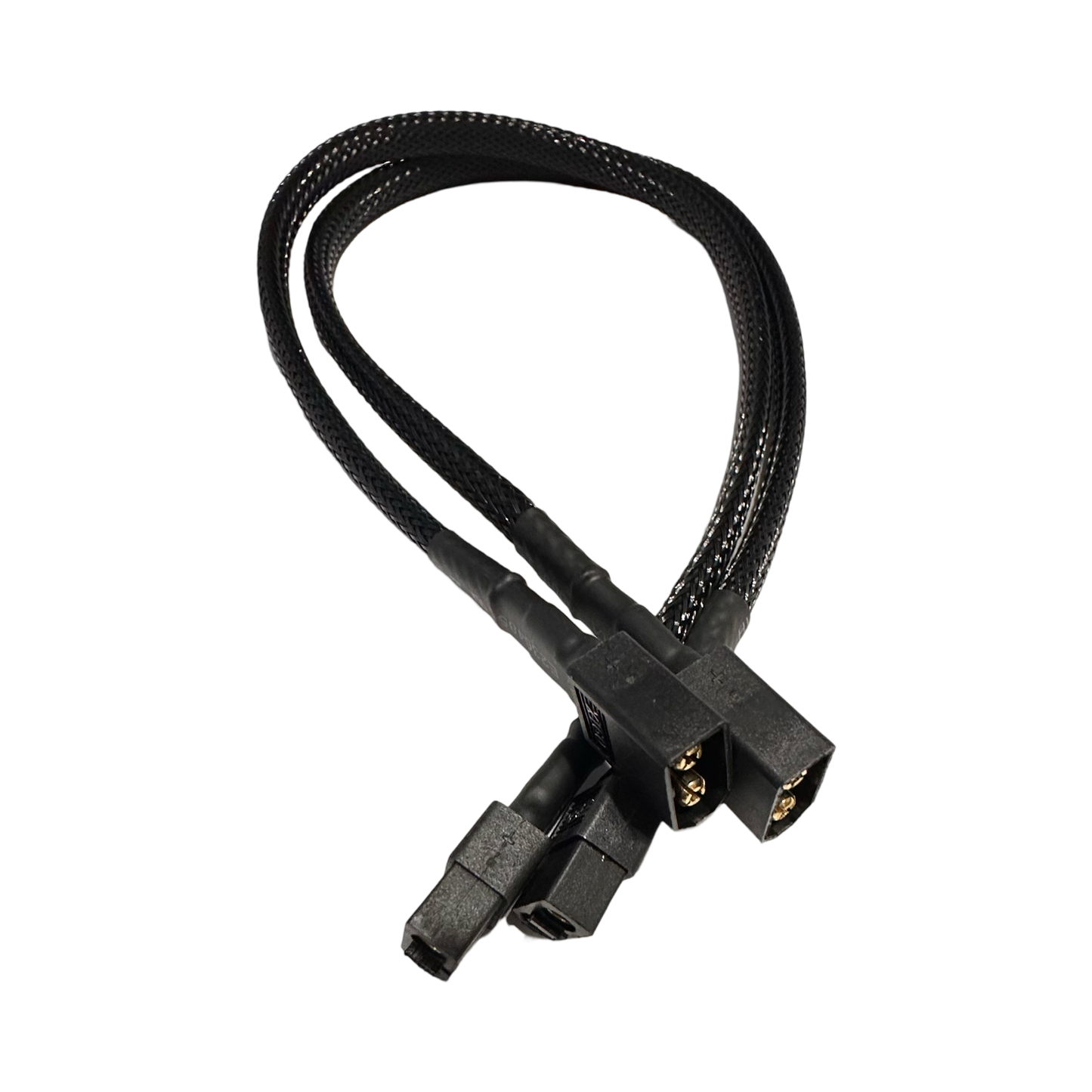 The ElectricAllWheel DateX2 Dx2 30A (60A MAX) Universal Dual Battery Dual Output Discharge Balancer Kit with Bullet, T-Plug, and XT60 connectors is shown on a white background.