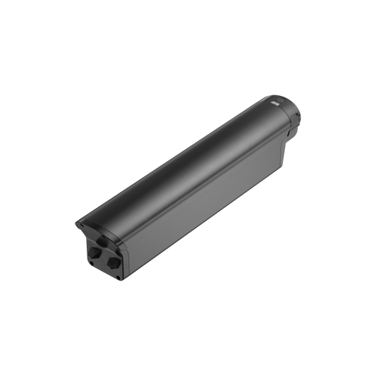 The Velotric Battery Pack by Velotric is a black, rectangular bike battery with a rounded top and connection ports on one end, designed for easy removal. It is shown against a plain white background.