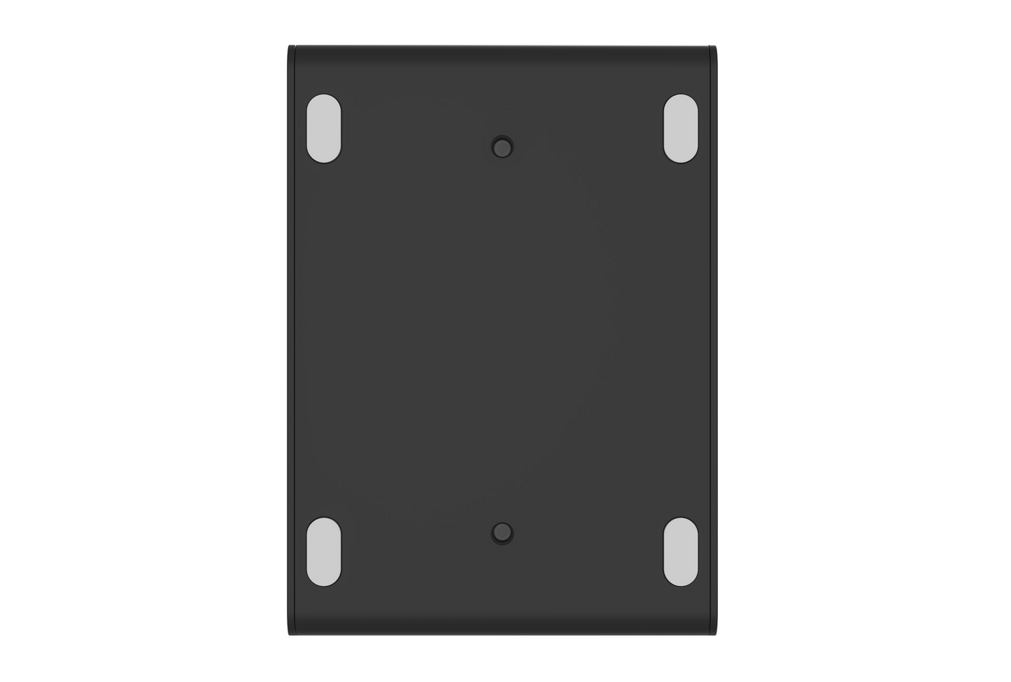 The HOVERAir Charging Hub by HOVERAir is a black rectangular wall mount bracket featuring four oval mounting holes and two circular screw holes, engineered for reliable power, stability, and safety in every installation.