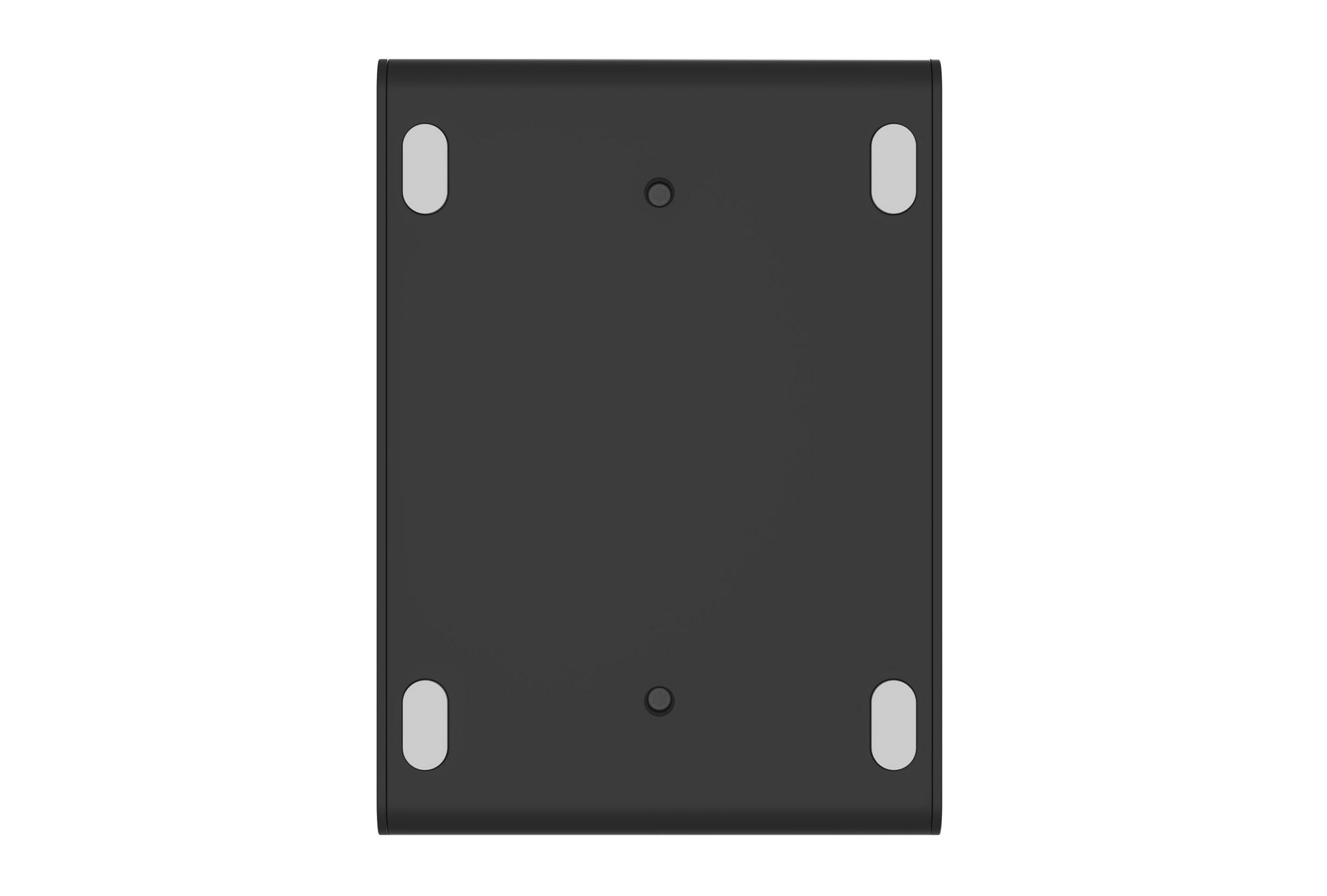 The HOVERAir Charging Hub by HOVERAir is a black rectangular wall mount bracket featuring four oval mounting holes and two circular screw holes, engineered for reliable power, stability, and safety in every installation.