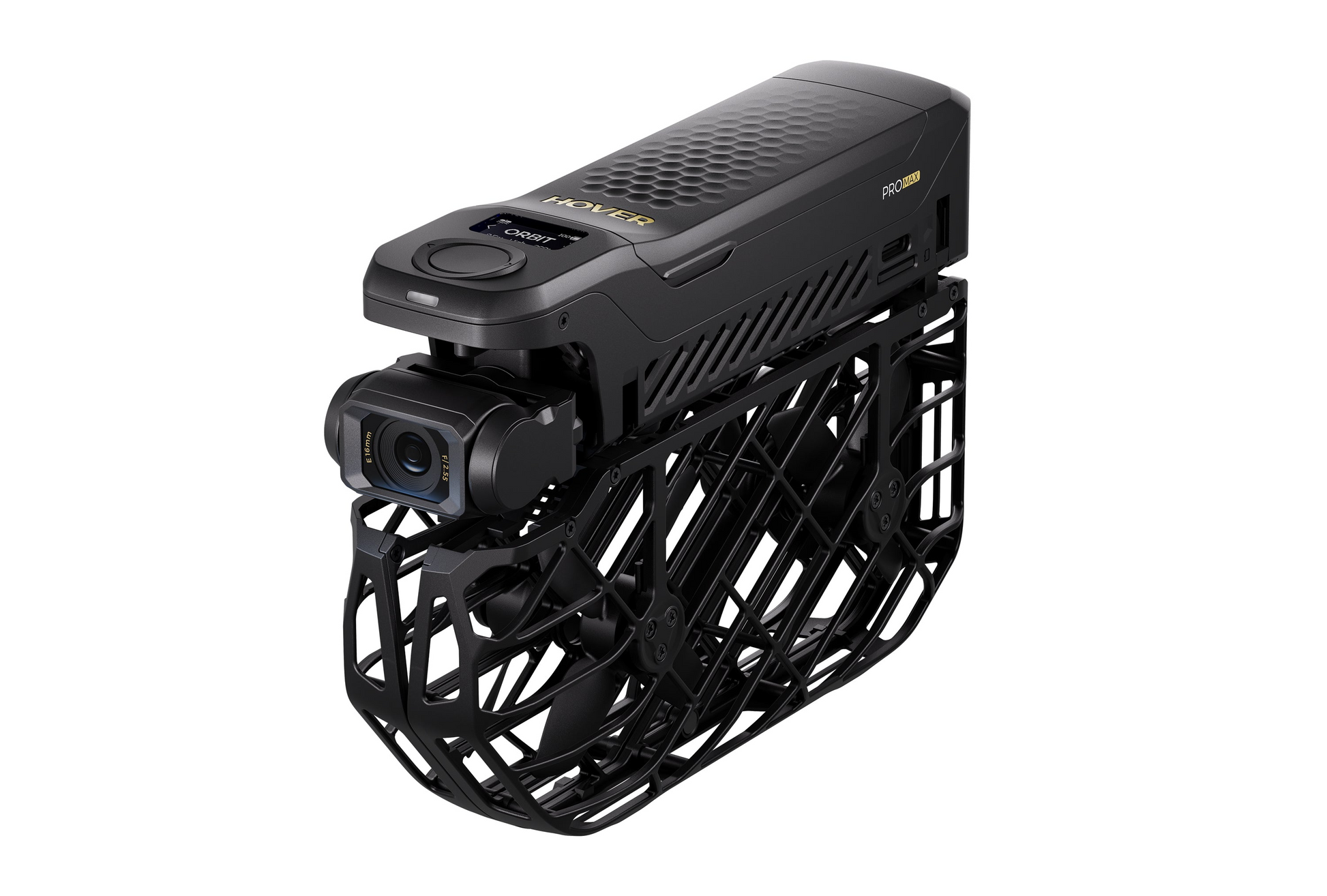 The HOVERAir X1 Pro Max, a black rectangular drone with built-in camera and propeller guards, uses advanced AI tracking technology to capture every moment with precision.