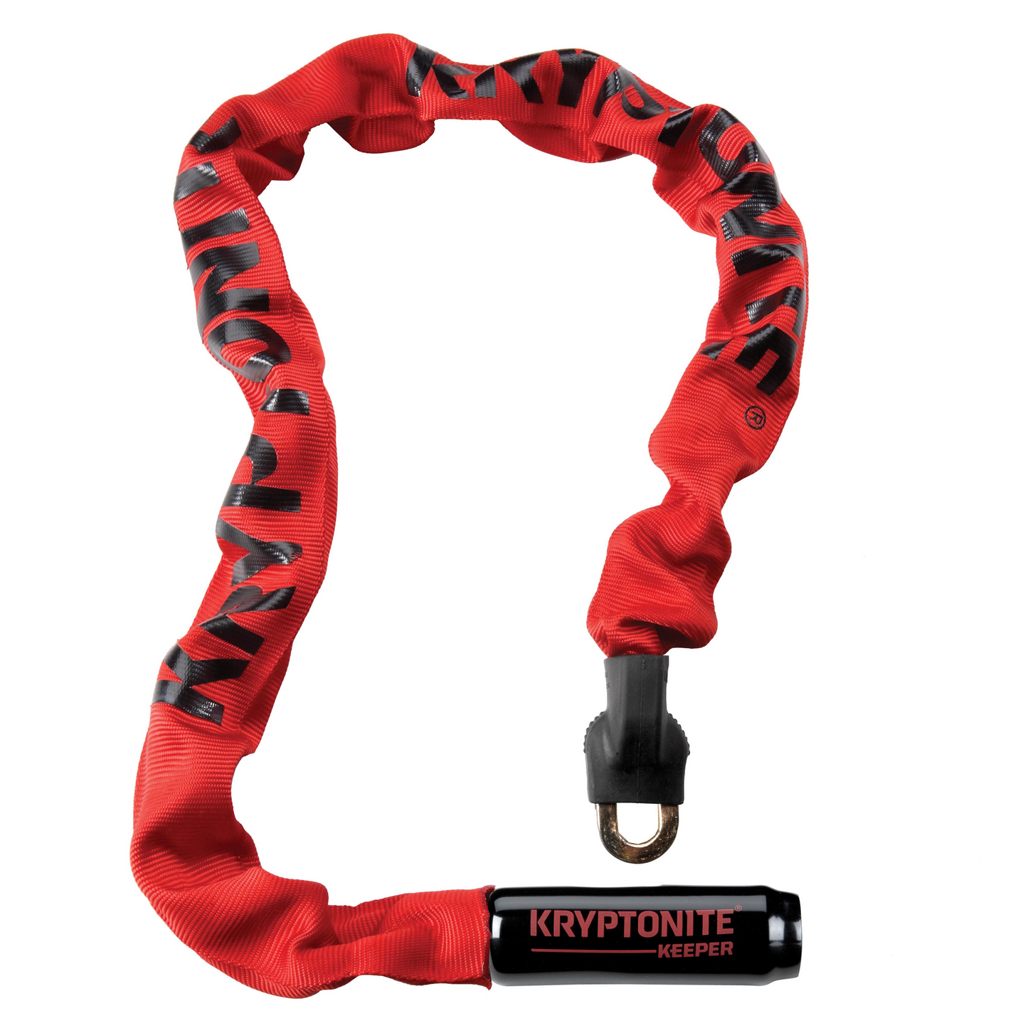 The Kryptonite Chain Lock 785 is a heavy-duty red chain lock with a black cylindrical lock, providing reliable anti-theft protection for your bike.
