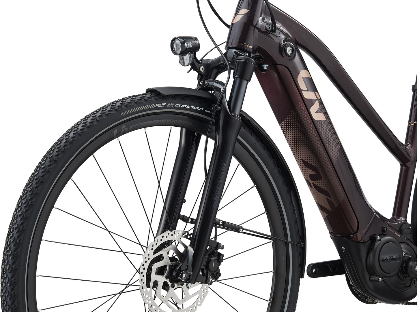 A LIV - AMITI-E+ 2 electric bike with a powerful motor on a white background.