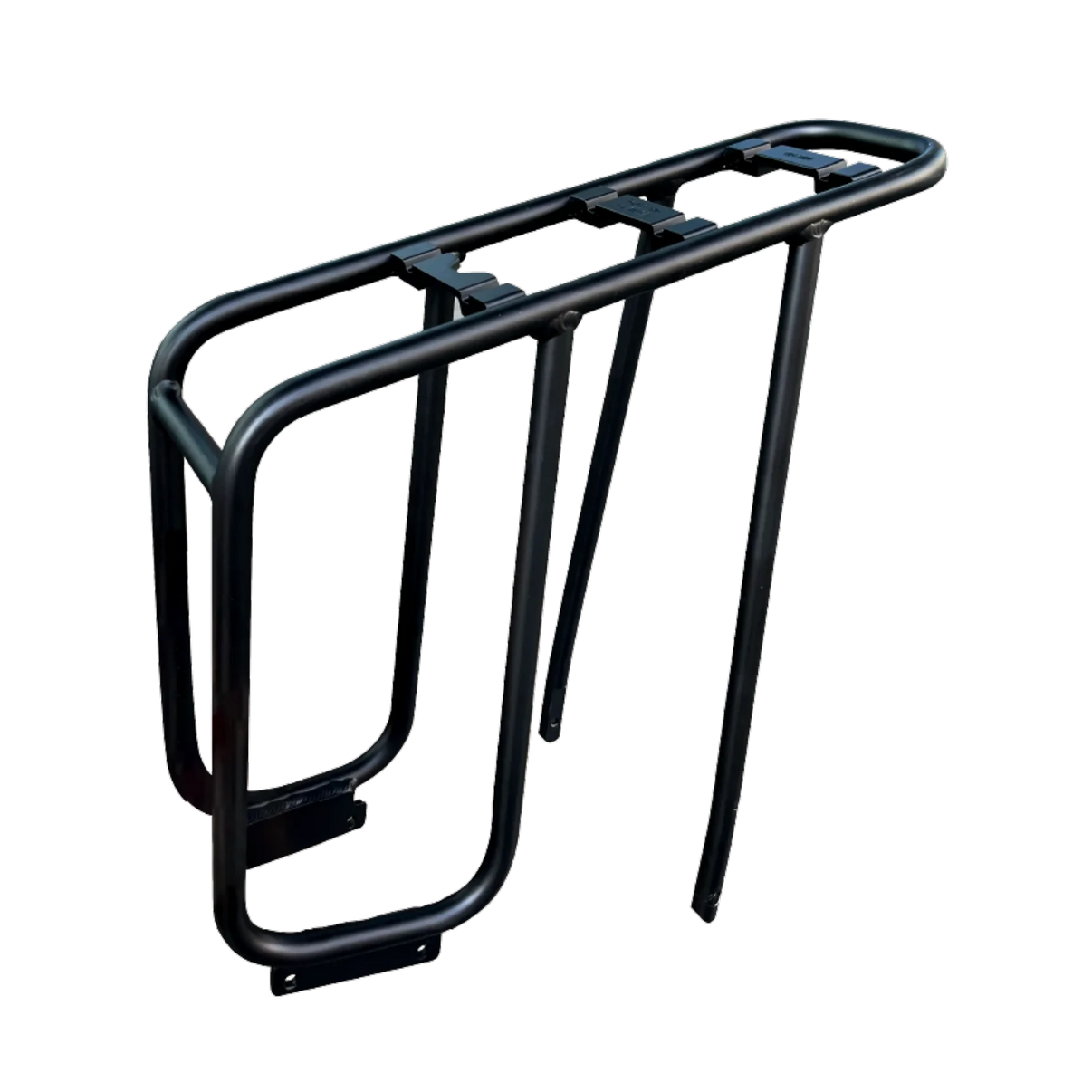 The Urtopia Rear Rack - MIK Fusion GT is designed for the Carbon Fold 1, featuring lightweight black aluminum construction, mounting points, and two sturdy support legs.
