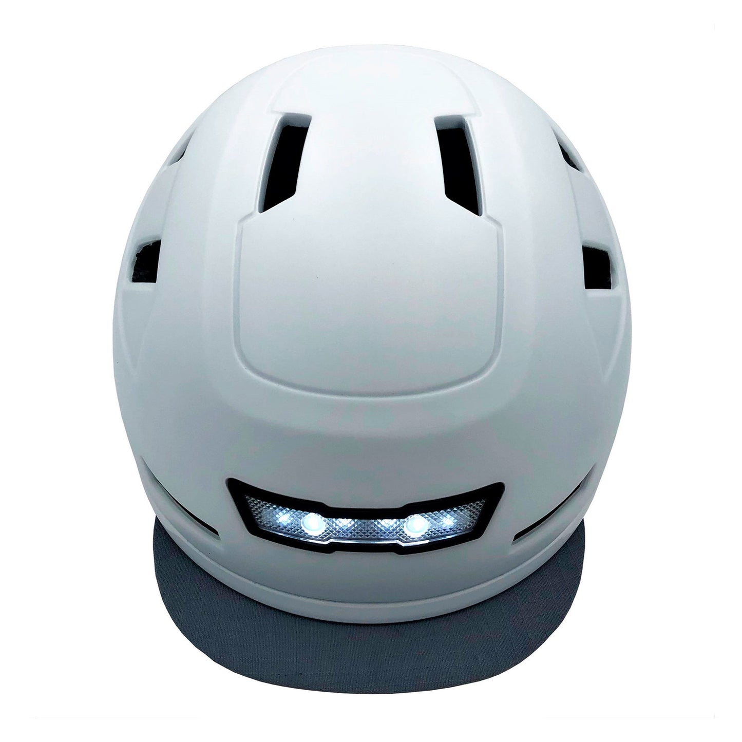 A XNITO certified white Helmet XNITO with integrated LED lights on a white background.