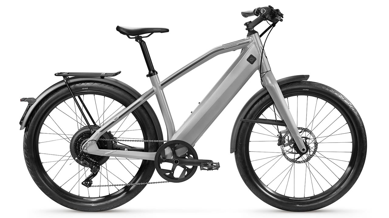 A grey Electric bike with black wheels.
Product Name: Stromer - ST1 Sport
Brand Name: Stromer