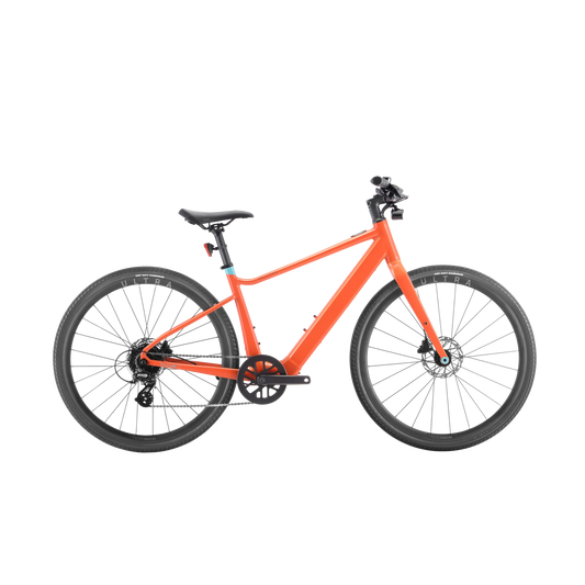 A Velotric - T1 ST - Lava - S bike on a black background.