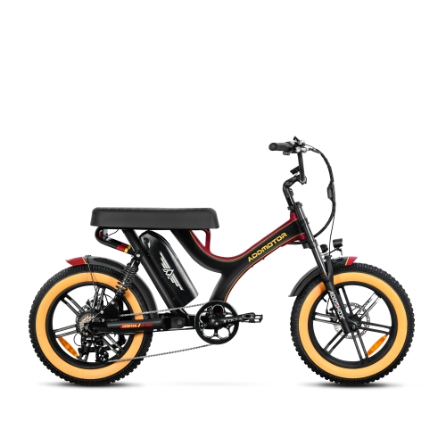 Addmotor - Herotan M65X electric full-suspension fat tire cruiser ebike on a white background.