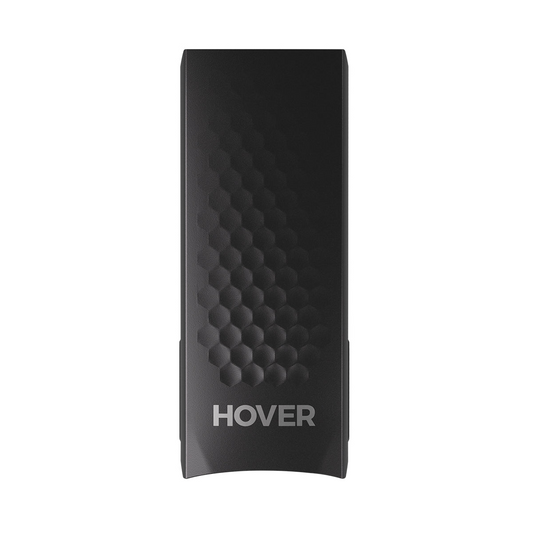 The sleek black rectangular device with a honeycomb pattern subtly showcases the "HOVER" text at the bottom. The HOVERAir X1 PRO Smart Battery significantly enhances flight time, catering to tech enthusiasts.