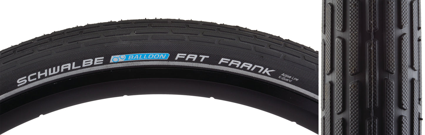 Close-up of a Tires Tube 26x3 bicycle tire showcasing a balloon emblem and detailed tread pattern. The sidewall features the brand name "Tires" and model "Tube 26x3" in white lettering.