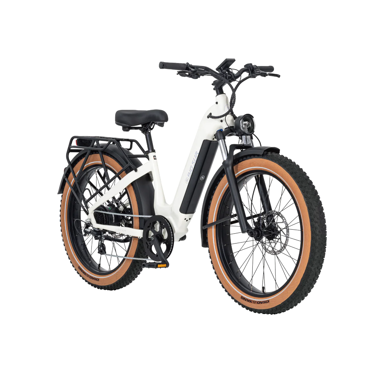 An AIMA - Big Sur e-bike with fat tires on a white background.