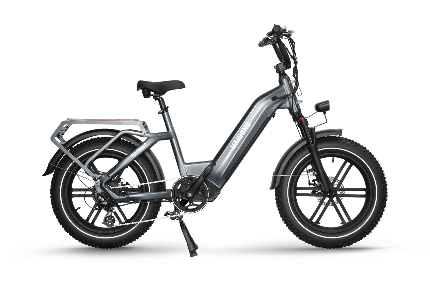 The powerful Himiway Big Dog Grey electric bike is shown in front of a white background.
