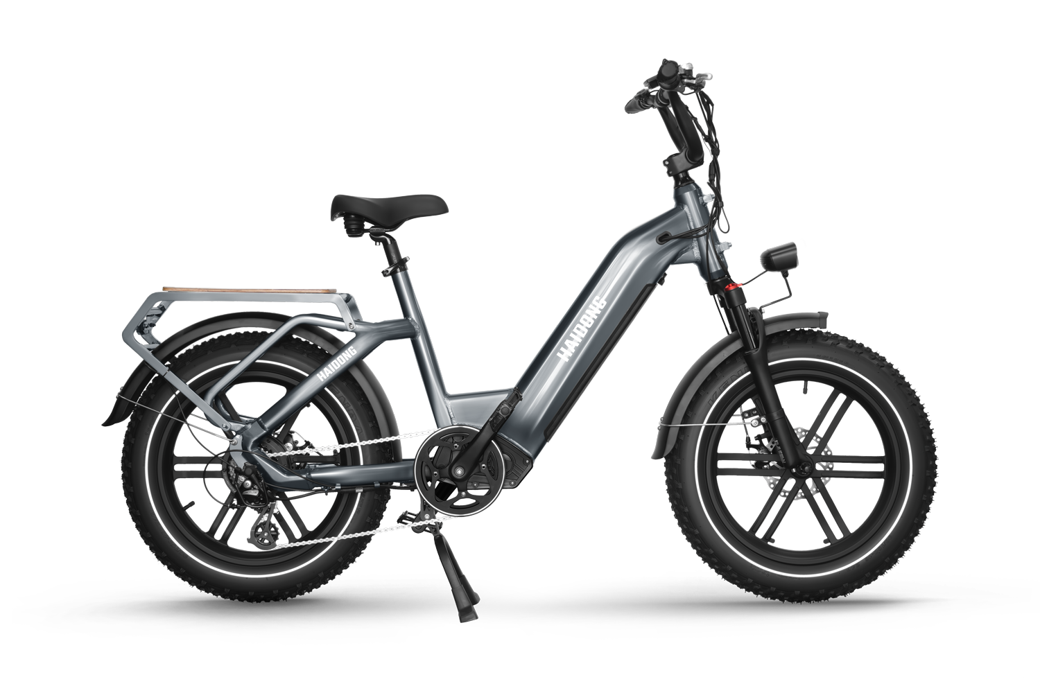 The powerful Himiway Big Dog Grey electric bike is shown in front of a white background.