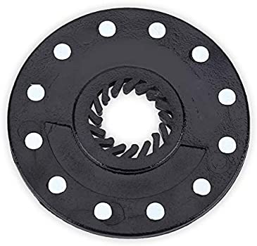 The Pedal Assist Magnet Ring by Tampa Bay eBikes is a black circular gear with multiple white dots evenly spaced along the outer edge and a spiral pattern in the center, designed for use in an electric bicycle's drive system.