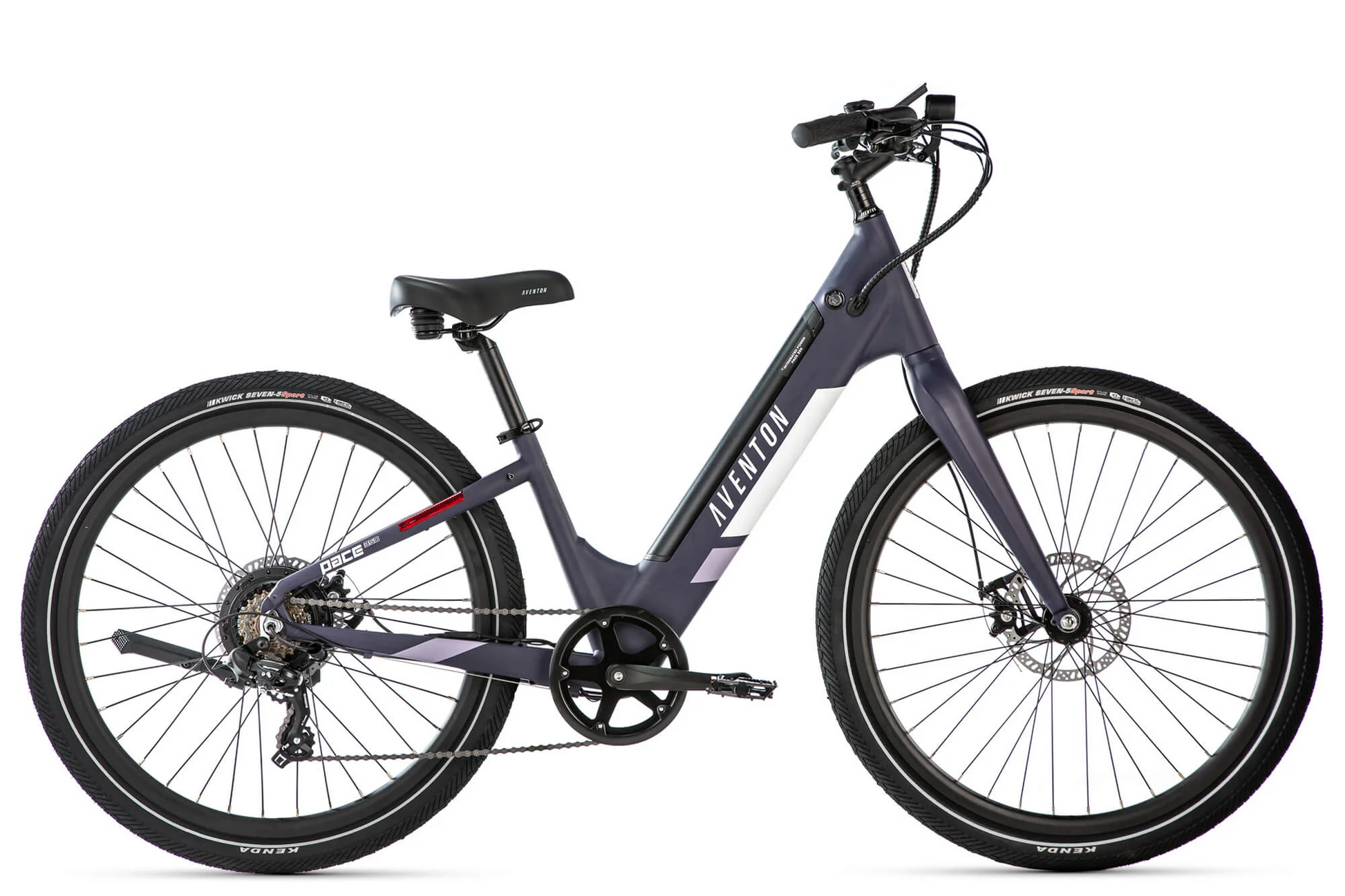 A water-resistant Aventon PACE 350.2 Step Through ebike for women is displayed against a white background.