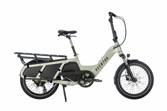 A powerful electric bike with an Aventon Abound Cargo basket.