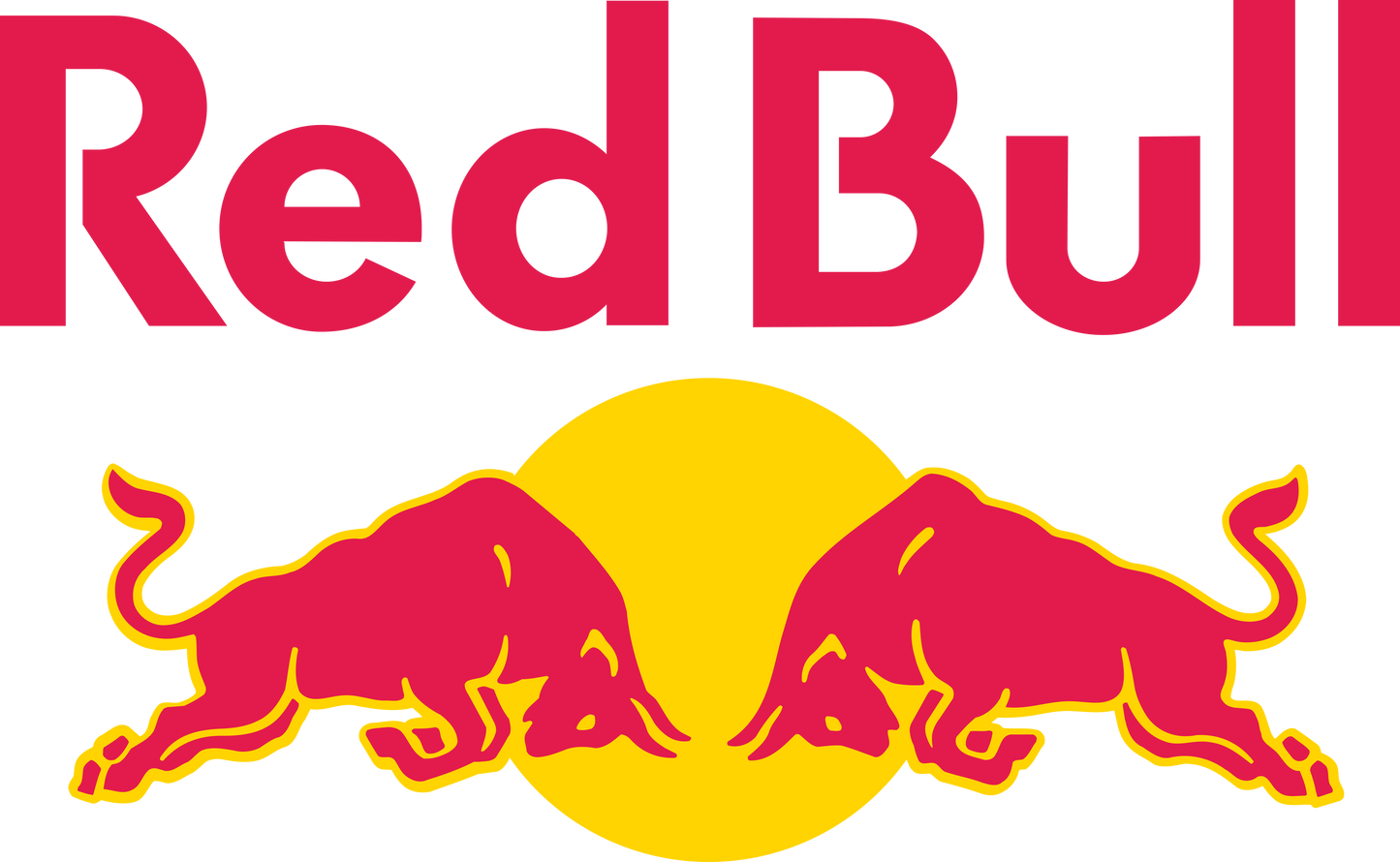 The Red Bull logo on a black background.