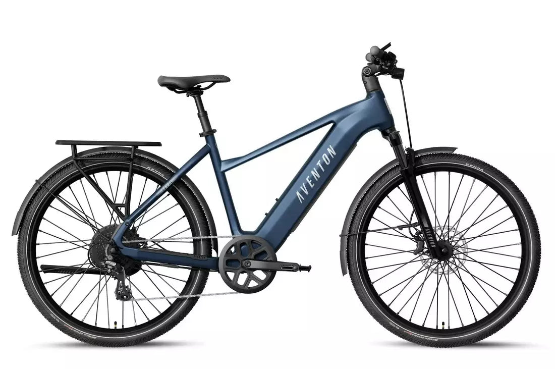 Aventon Level 4 REC in Storm Blue with rack and fenders