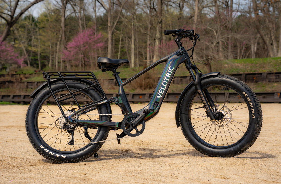 Velotric Nomad 2X e-bike on a scenic Tampa Bay trail with water view