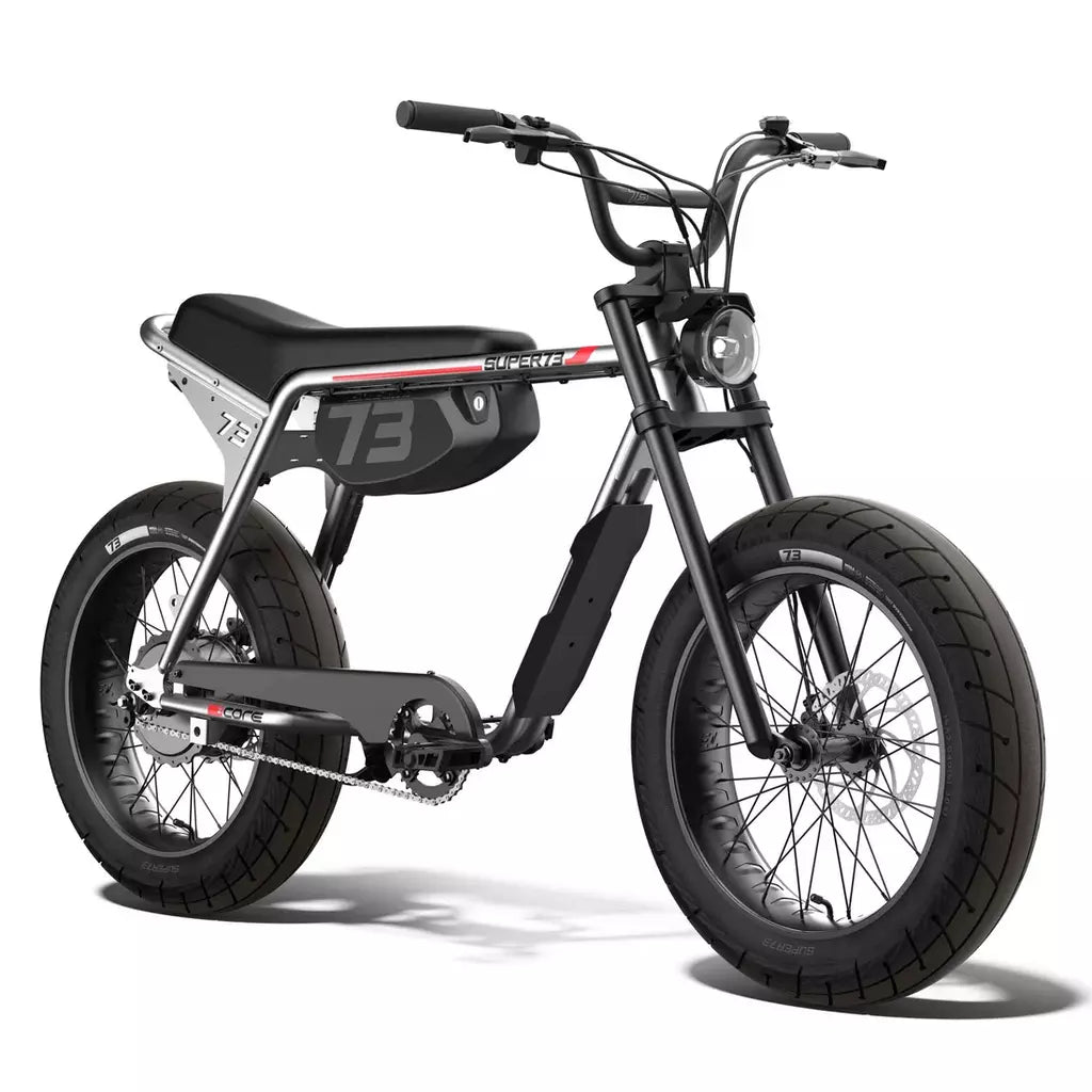 SUPER73-ZX in Metallic Aluminum with rigid fork and round headlight