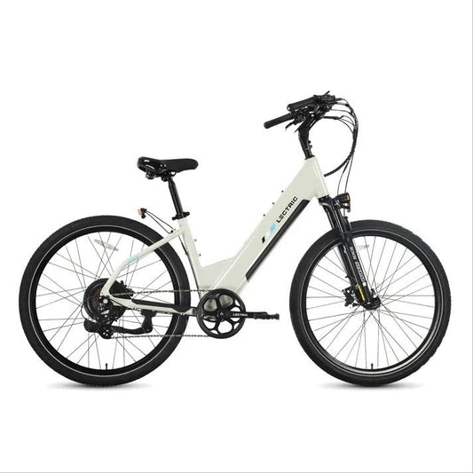 Lectric XPress2 Step-Thru Cruiser in Stratus White, full side view