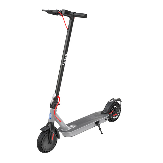 The Hiboy - S2 Electric Scooter, designed for daily commuting, features a black and silver finish with a kickstand, front and rear fenders, red accents, and a high-performance motor.