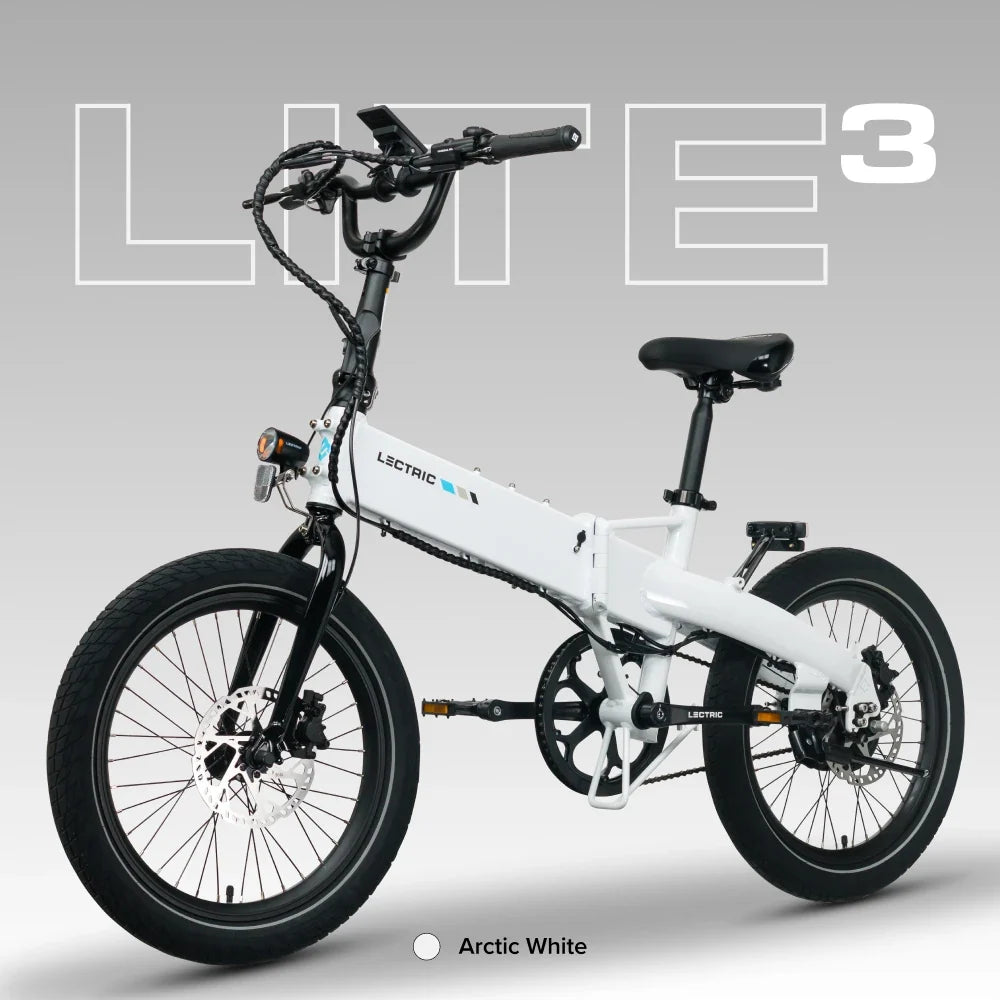 Lectric XP Lite3 Arctic White studio color detail at Tampa Bay eBikes
