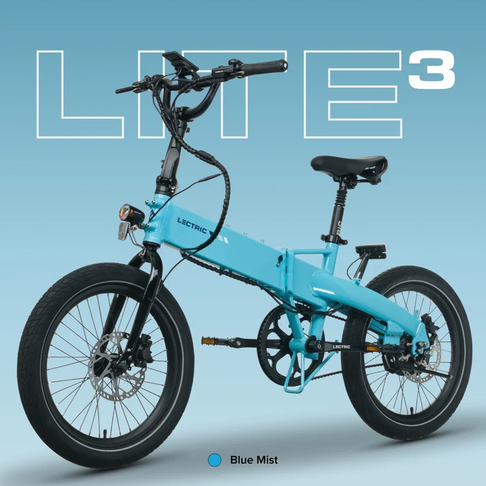 Lectric XP Lite3 Blue Mist studio color detail at Tampa Bay eBikes