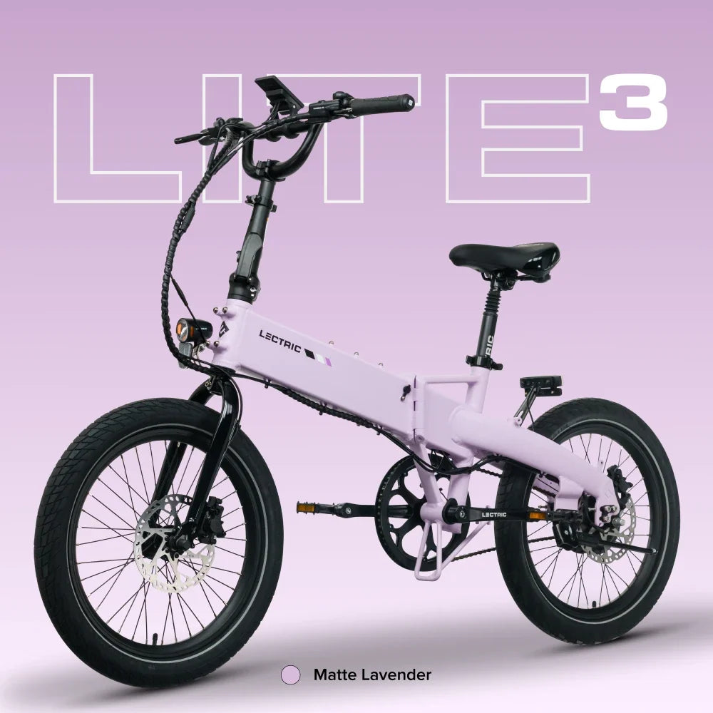 Lectric XP Lite3 Matte Lavender studio color detail at Tampa Bay eBikes