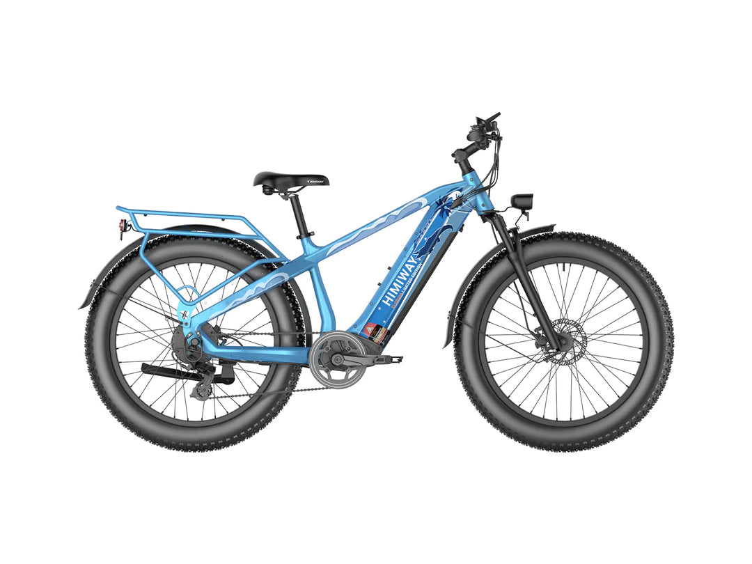 The Himiway Zebra - Florida Limited Edition is a blue electric bike with a powerful motor, showcased against a clean white background.