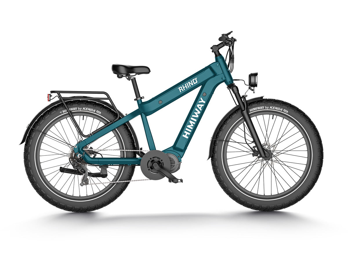 Himiway - Rhino D5 Ultra electric bike with a blue frame and black tires on a white background, featuring a 1000W mid-drive motor.