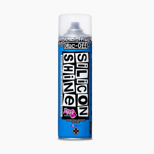 A can of Muc-Off - Silicon Shine - 500ml spray paint.