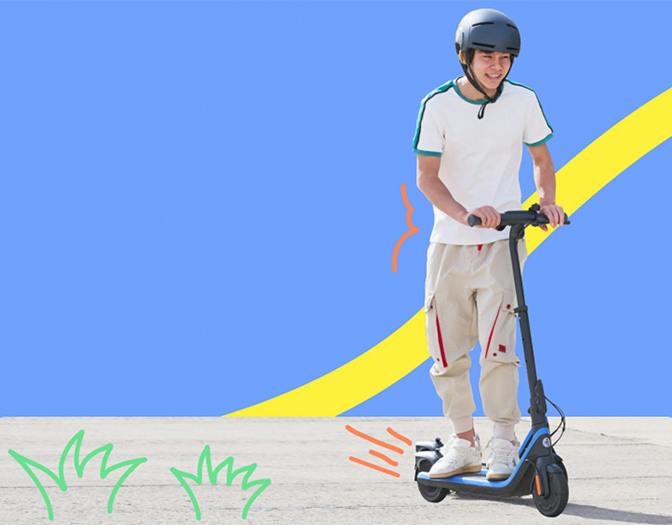 Segway Ninebot C2 Pro electric scooter: Young rider on the C2 Pro