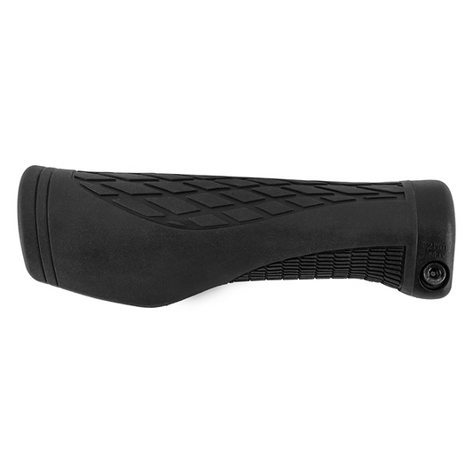 Black ORIGIN8 Microtac Ergo UL Locking bicycle handlebar grip isolated on a white background.