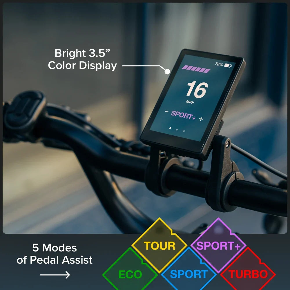 Lectric XP Lite3 3.5-inch color display and five pedal-assist modes at Tampa Bay eBikes