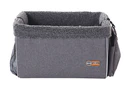 A rectangular, gray, fabric storage bin with reinforced sides and a soft inner lining, offering durability comparable to the K&H Pet Bike Basket by K&H.