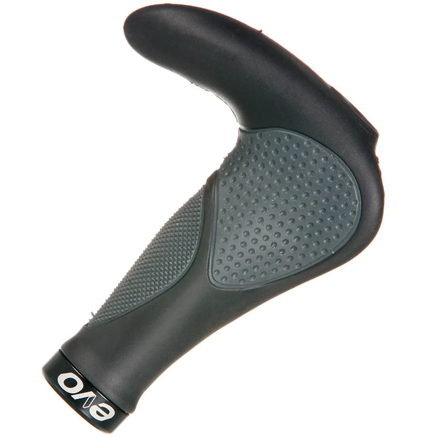 Ergonomic combo EVO Wrest Lock-On 138mm black bicycle handle grip with textured patterns for enhanced grip, isolated on a white background.