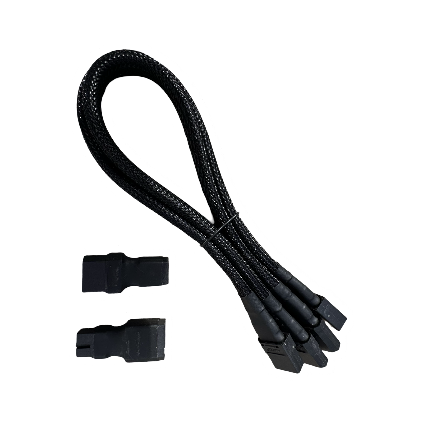 The ElectricAllWheel Premier (10AWG) XT90 Extension Cables with XT60-XT90 adapters feature black braided silicone wire, four connectors on one end, and can handle up to 45A continuous current—ideal for adapter needs.
