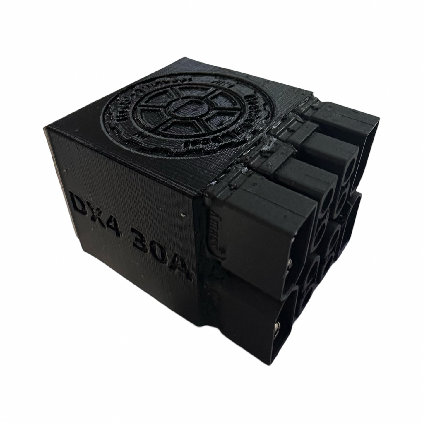 The ElectricAllWheel DateX2 Dx4 (30A continuous, 60A max) battery balancer is a black adapter with "DX4 30A" on the side and eight circular connectors—perfect for easy plug-and-play use in your e-bike battery kit.